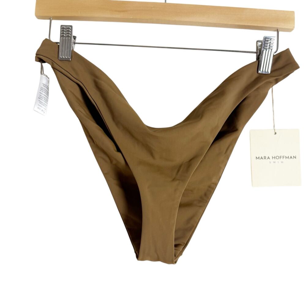 Mara Hoffman Kay Cheeky Brown Low Rise UPF 50 Bikini Swimsuit Bottoms Size XL